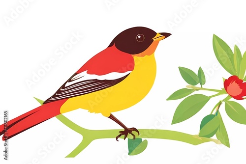 robin on branch illustration 