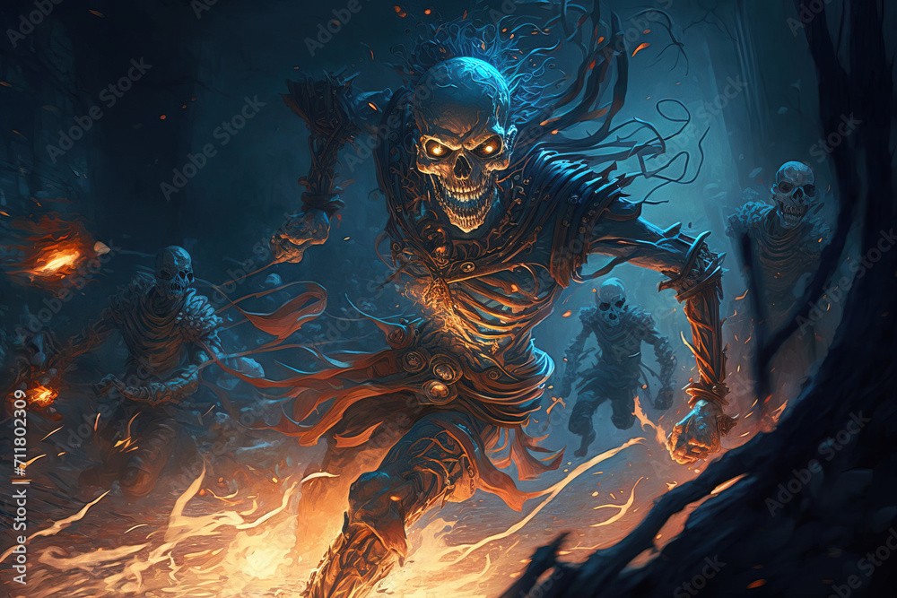 Obraz premium burning skull in fire