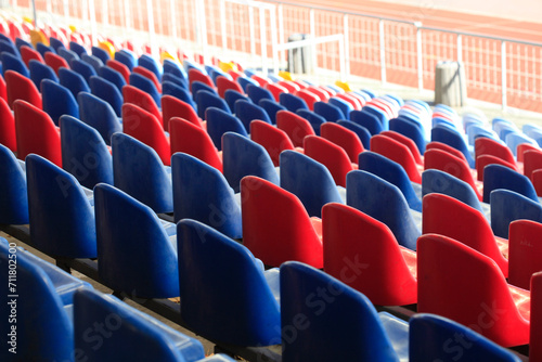 Blue and red seats at stadium