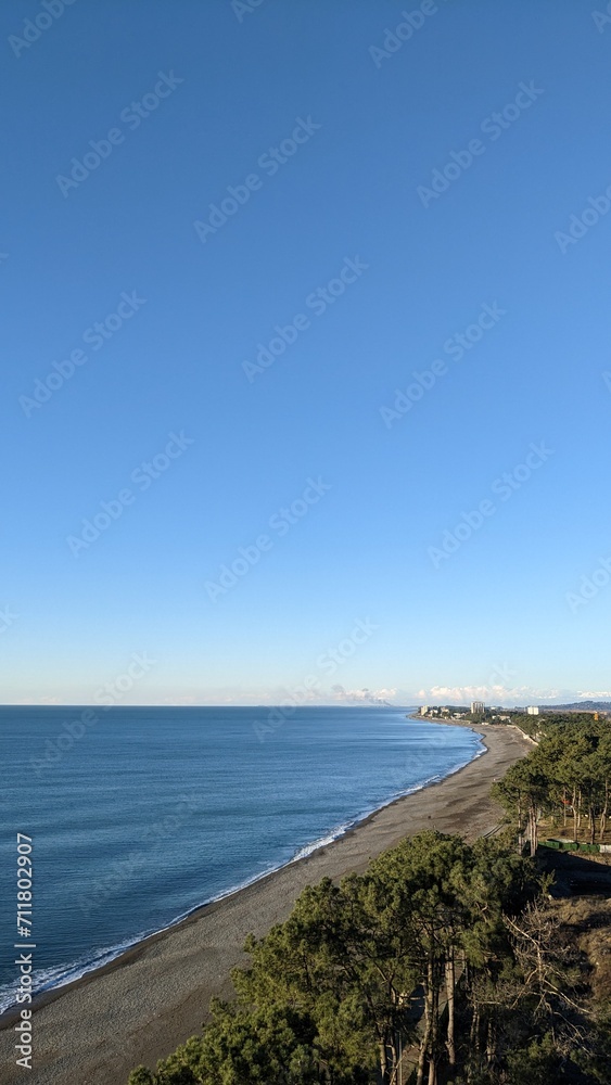 beach and sea in Kobuleti from bird view