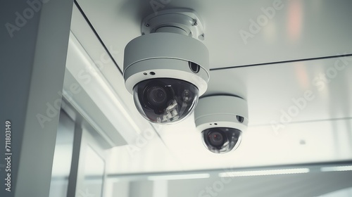 CCTV security camera in office building background