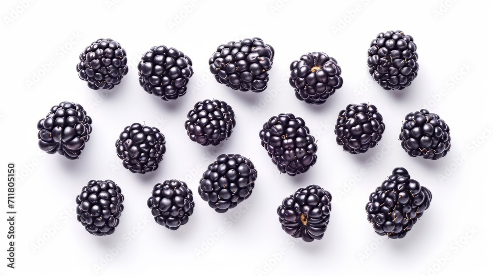 Fresh blackberry isolated on white background. Top view. Fresh blackberry isolated on white background. Top view.