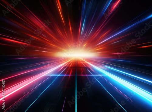 A bright light is shining through the dark background. Generative AI.