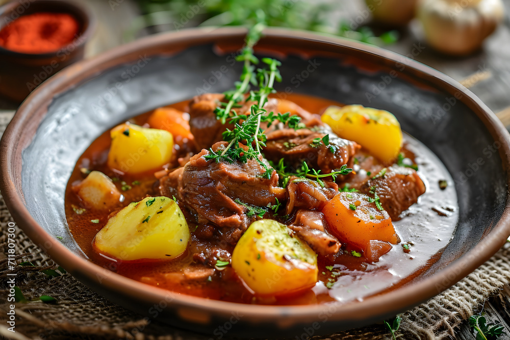 beef with potatoes, beef with sauce and potatoes, dish food hotography, eating, beef stew, cooking photo
