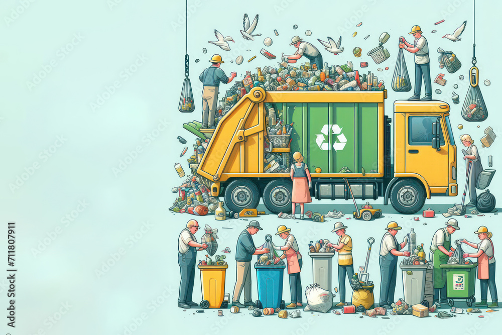 Fototapeta premium Sorting and recycling of garbage. Space for text.