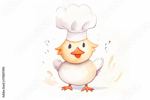 Chicken  culinary art   cartoon drawing  water color style  AI Generated
