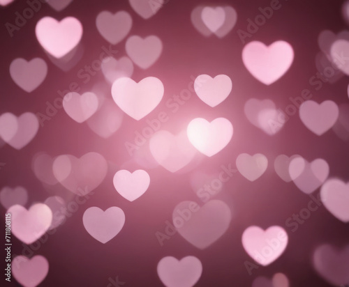 Luxury Blurred abstract background with bokeh hearts.