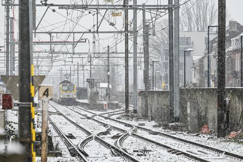 SNCB NMBS train transport Belgique Neige hiver intemperie photo