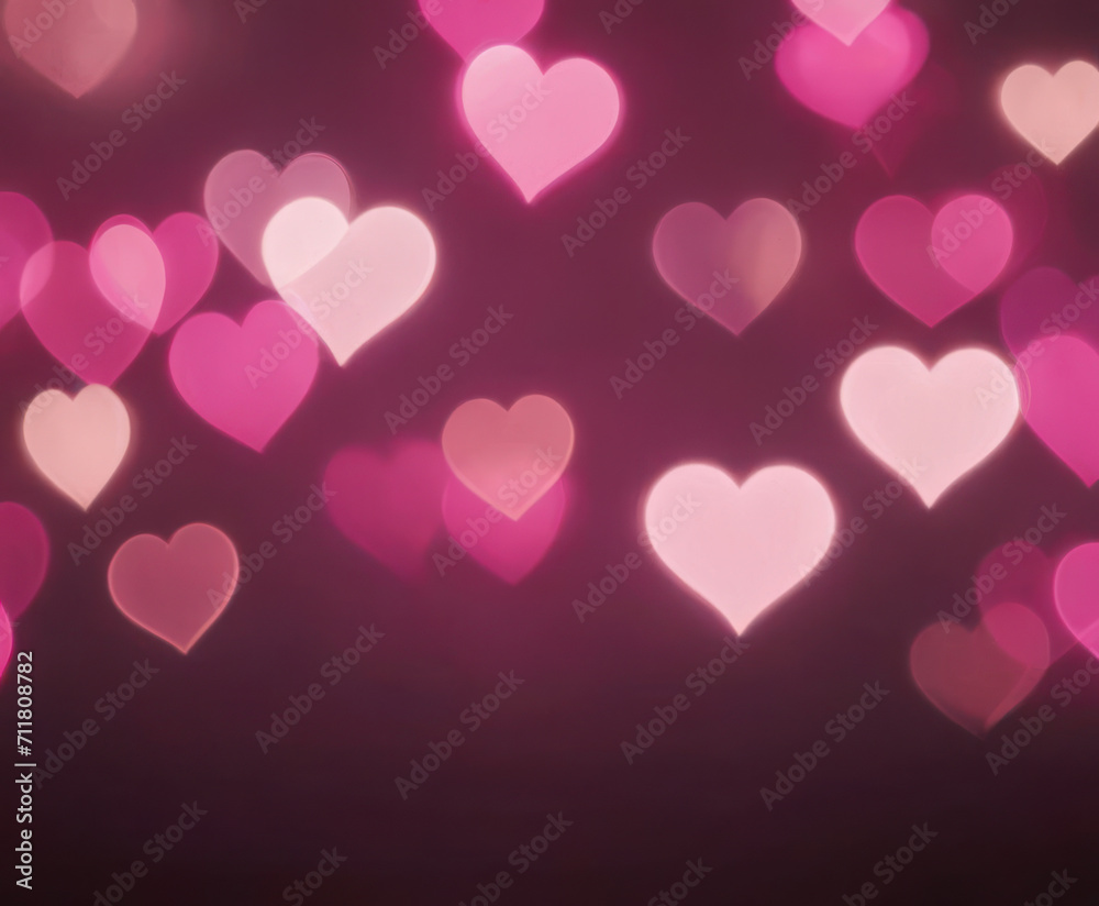 Blurred abstract background with bokeh hearts for valentines day.