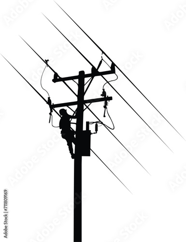 Lineman silhouette - Electrician, Electric line worker Instant Download