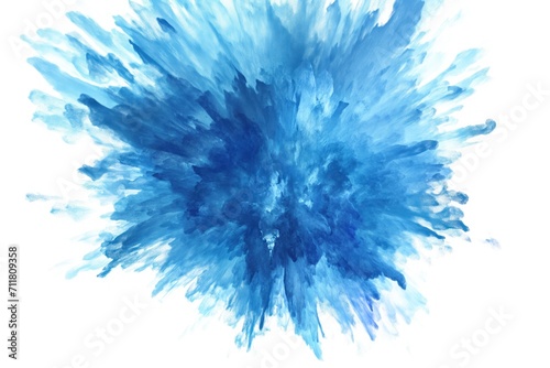 blue powder explosion isolated on white background. blue dust particles splash. Color Holi Festival. Burst of colors series. Vibrant contrast. Celebration and creativity concept background texture 2