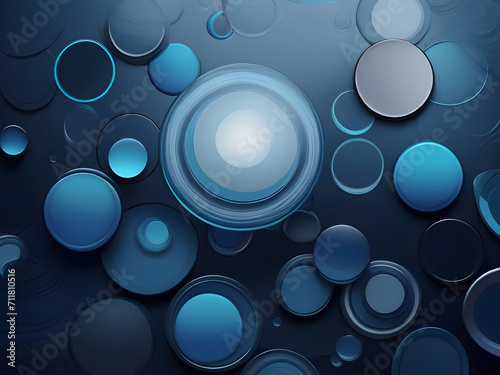Generative KI blaue Kreise und Blasen Hintergrund