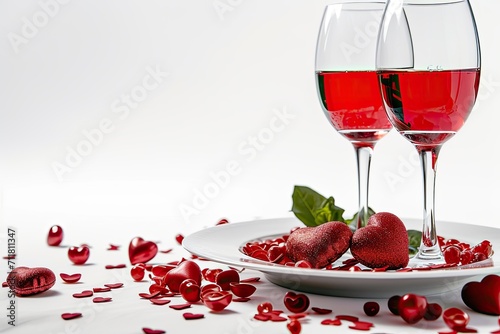 Two glasses of red wine on white background