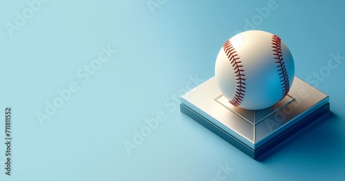 View of softball with white background blue and yellow neon lights are launched from the ceiling,AI generative photo