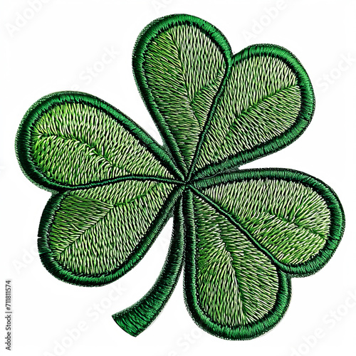 A green four leaf clover embroidered patch badge for st Patrick's day