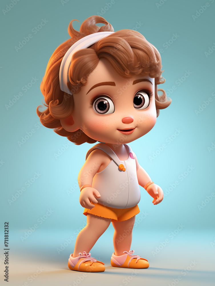 Dibujo infantil en 3D de una niña Dibujo infantil en 3D de una niña
