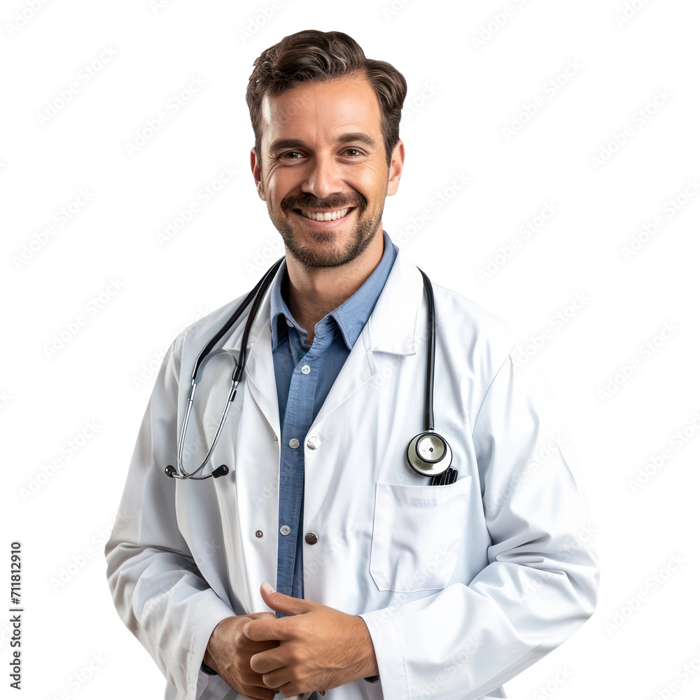 A doctor smiling isolated from the white or transparent background A doctor smiling isolated from the white or transparent background