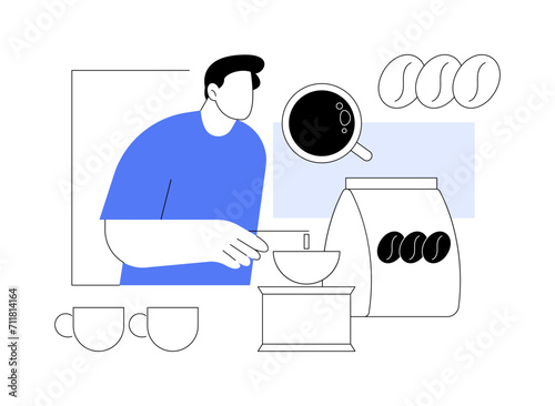Grinding coffee beans isolated cartoon vector illustrations.
