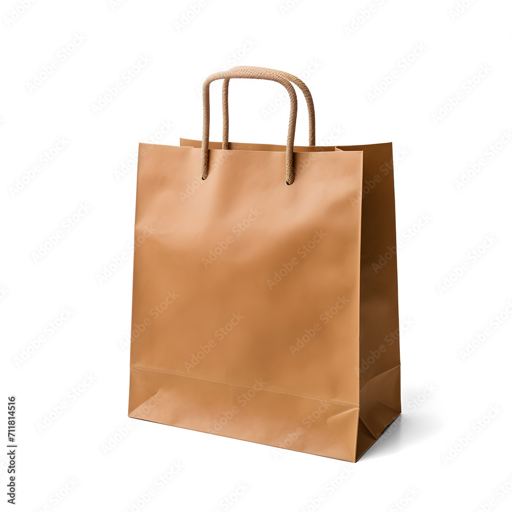 Brown gift shopping kraft paper bag isolated on transparent background Brown gift shopping kraft paper bag isolated on transparent background