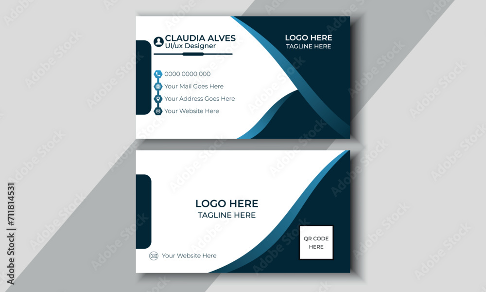 Business card design template, Clean professional business card template, visiting card template, business card design.