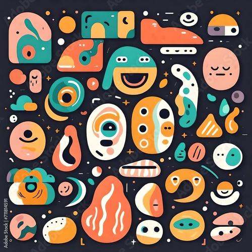 seamless pattern with funny monsters