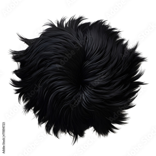 Black hair patch isolated background