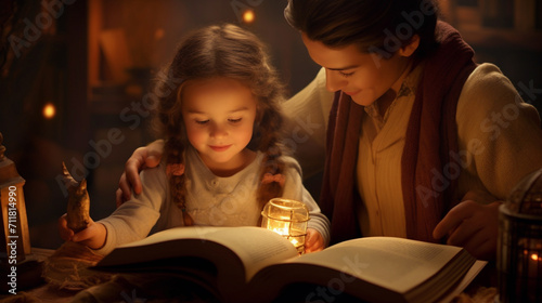  The Endearing Affection of a Young Family Reading Fairy Tales to Their Children