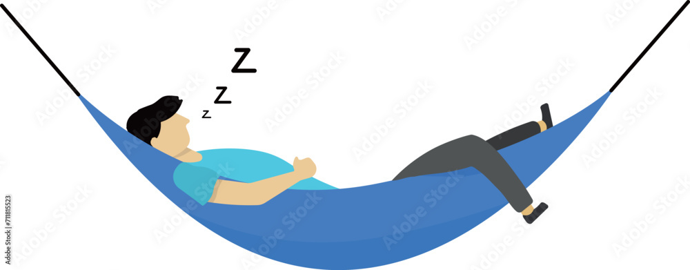 Fototapeta premium Man sleeping in hammock relaxing during vacation