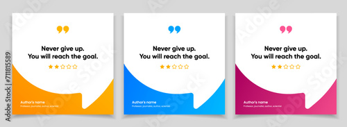 3D bubble testimonial banner, quote, infographic. Social media post template designs for quotes. Empty speech bubbles, quote bubbles and text box. Vector Illustration EPS10.