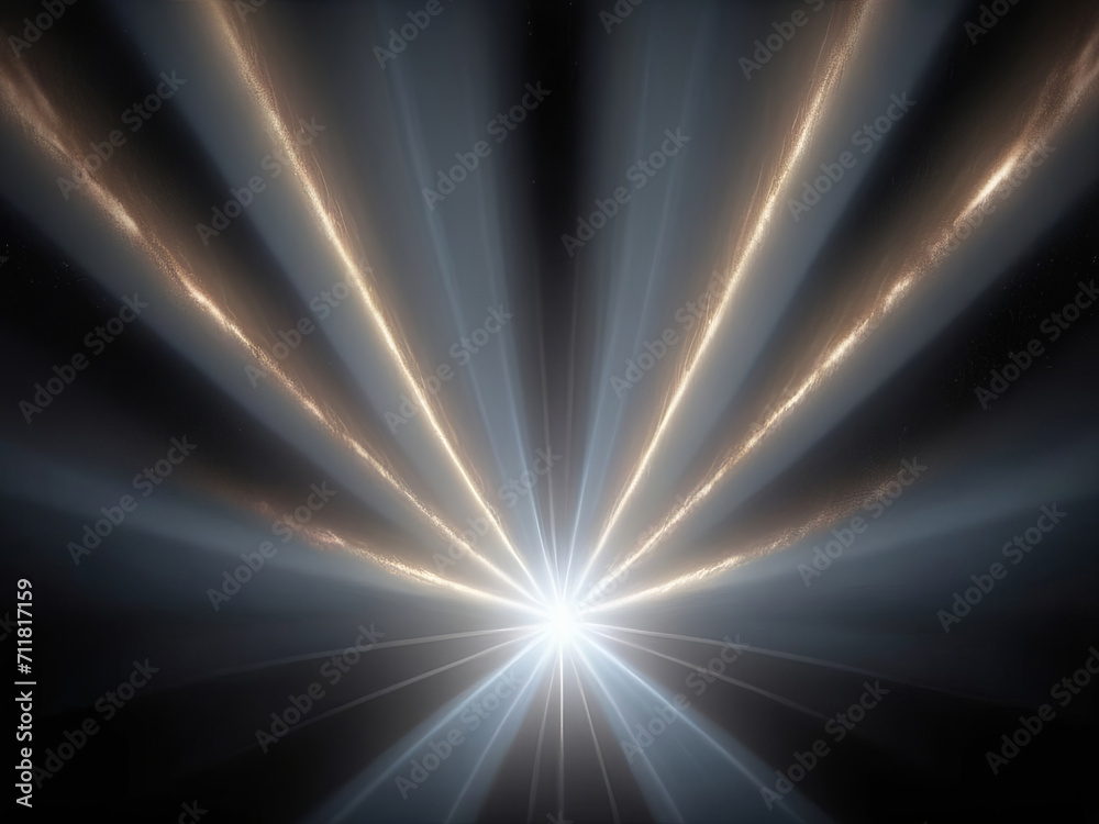 Fototapeta premium Lower Center Light Effect Bright Light with Wide Beams Fan Out Lower Short Beams Photoshop Screen Overlay