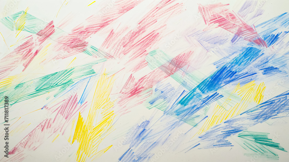 Colorful pencils painted on white paper. Abstract art background.  
