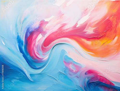 Colorful abstract painting with swirling and vibrant colors, mesmerizing and full of energy.