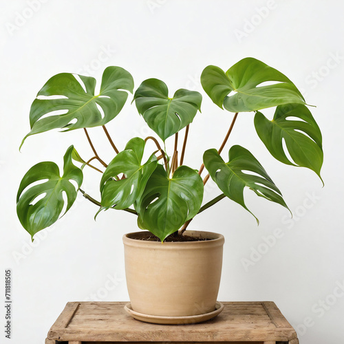 Illustration of potted plant Philodendron hederaceum white flower pot philodendron heartleaf isolated white background indoor plants photo