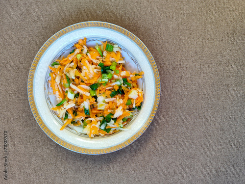 On winter days fresh salad in a bowl ready to eat