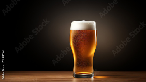 glass of beer on dark background