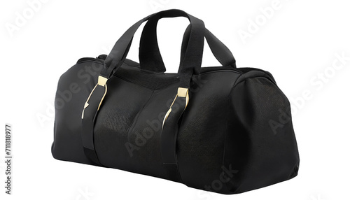 Black sport bag isolated on a transparent background.