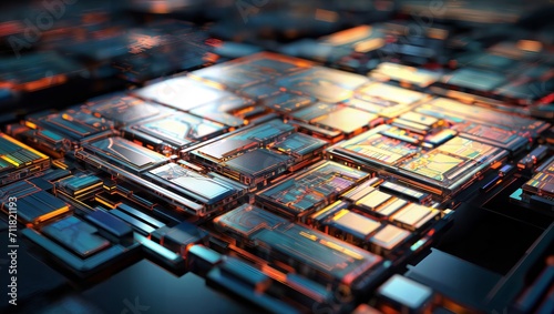 Hi-Tech Terrain: Abstract 3D rendering of a high-tech circuit board.