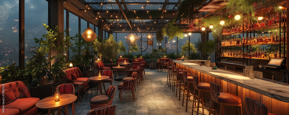 Rooftop bar interior