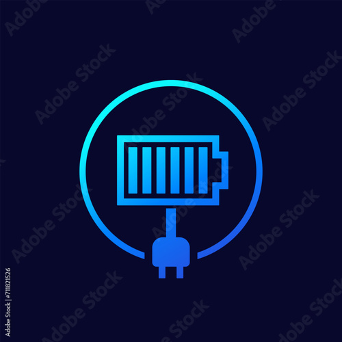 electric plug and a battery icon, vector