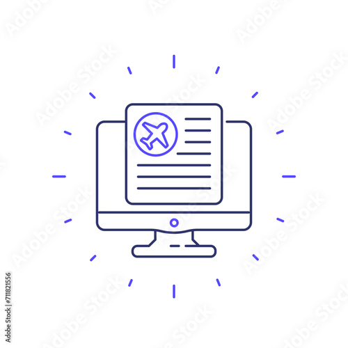 flight documents online line icon