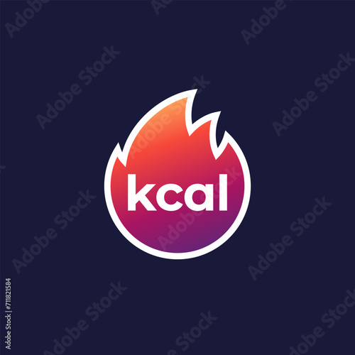 kcal icon, kilocalorie or fat burning vector design
