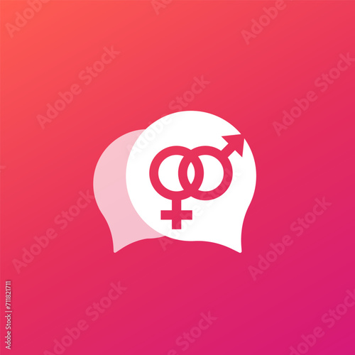 Sex education, talk about sex vector icon