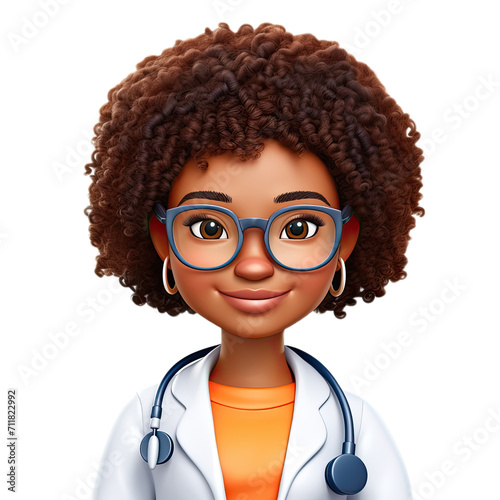 Wallpaper Mural cartoon plasticine 3d avatar of girl with dark skin and afro curls online doctor isolated on white background	
 Torontodigital.ca