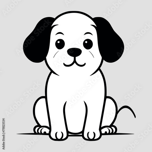 Cute dog vector black and white cartoon character design collection. White background. Pets  Animals.