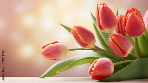 Festive bouquet of tulips on isolated background #711823539