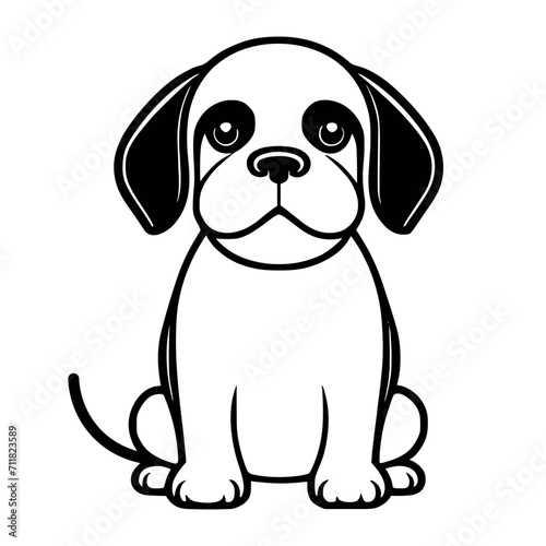 Cute dog vector black and white cartoon character design collection. White background. Pets  Animals.