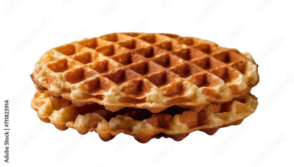 Belgian waffles on a plate isolated on a transparent background. Belgian waffles on a plate isolated on a transparent background.