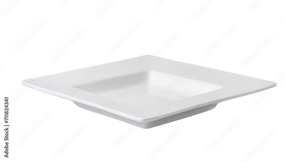 Empty white square plate isolated on a transparent background. Empty white square plate isolated on a transparent background.