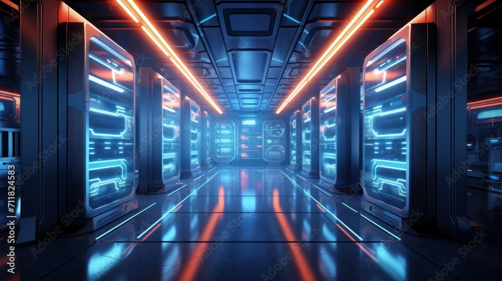 Futuristic IT Server Room Futuristic IT Server Room