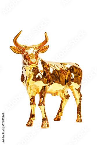 golden bull statue isolated on transparent background